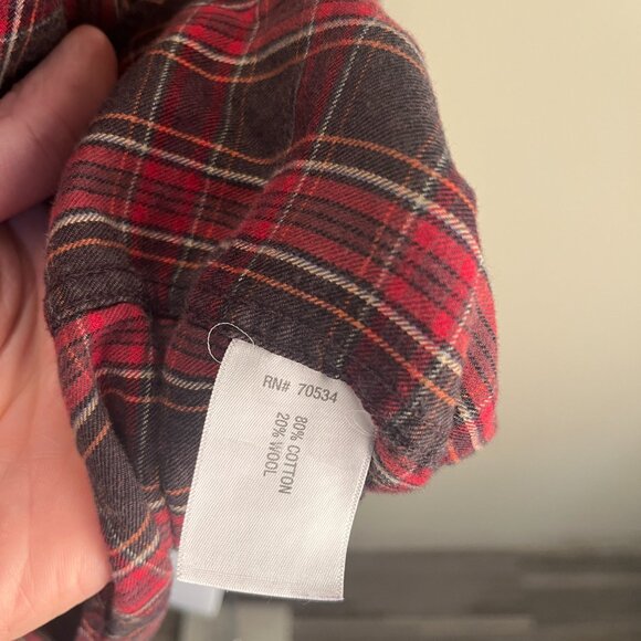 ORVIS Men's red and brown plaid Cotton / Merino blend l/s shirt Large L EUC - Picture 6 of 8